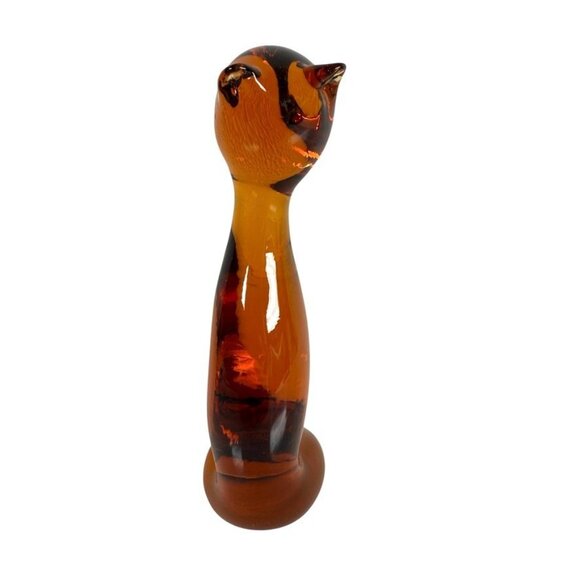 Vintage Amber Glass Cat Figurine 4.5" - Picture 2 of 6